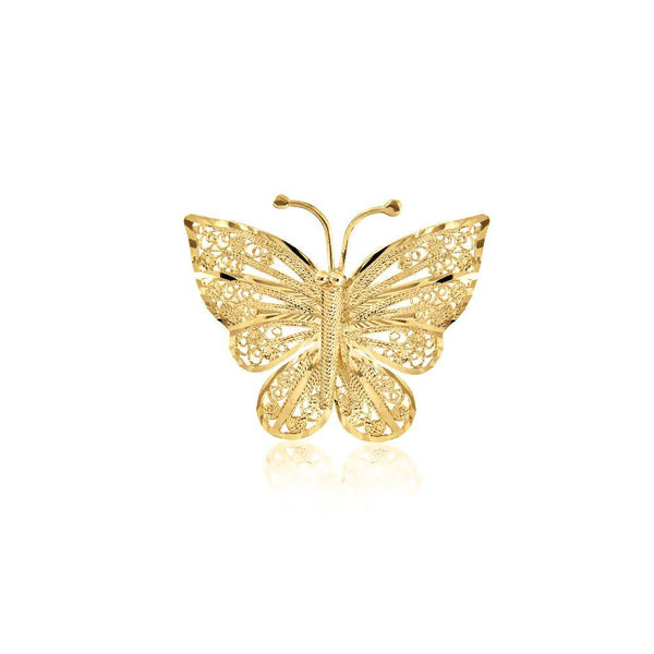 9ct Gold 35mm x 29 mm Filigree Butterfly Brooch