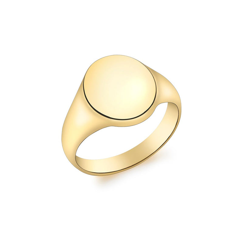 9ct Gold Plain 10mm x 12mm Oval Signet Ring