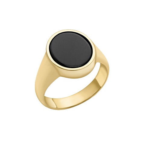 9ct Gold Onyx 12mm x 13mm Oval Signet Ring
