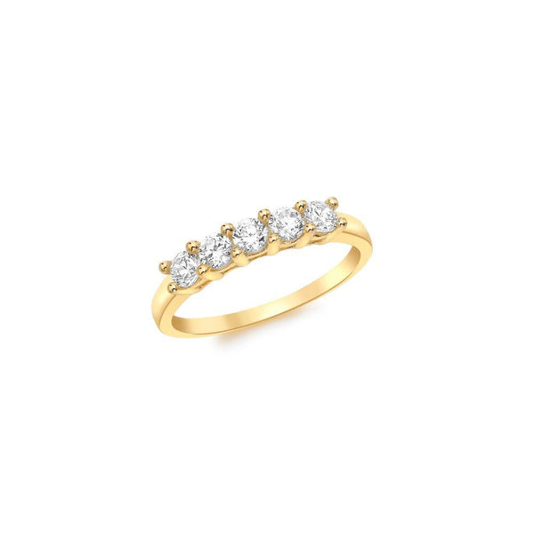 9ct Gold CZ 5 Stone Ring