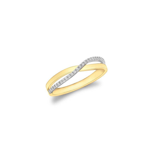 9ct Gold CZ Crossover Ring