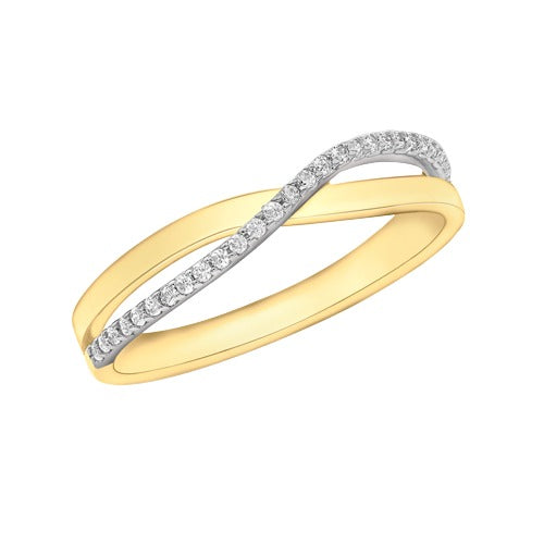 9ct Gold Cubic Zirconia 2.5mm Crossover Ring
