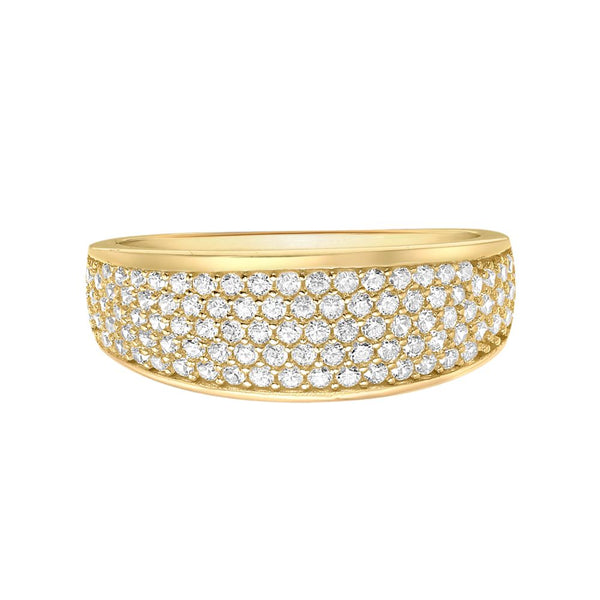 9ct Gold Cubic Zirconia Pave Wide Tapered Ring