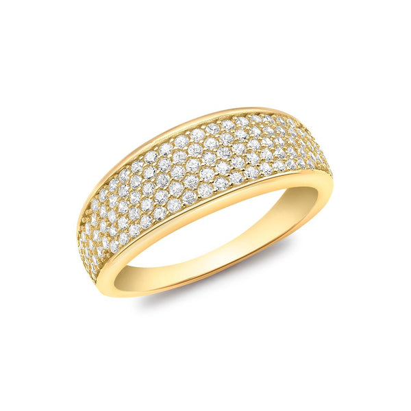 9ct Gold Cubic Zirconia Pave Wide Tapered Ring