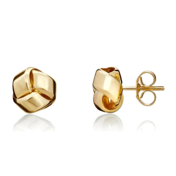 9ct Gold 8mm Polished Smooth Finish Knot Stud Earrings