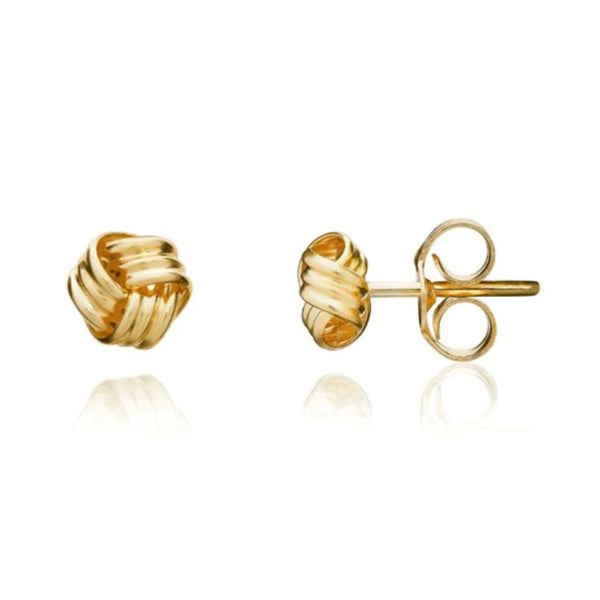 9ct Gold 5mm Ribbed Knot Stud Earrings