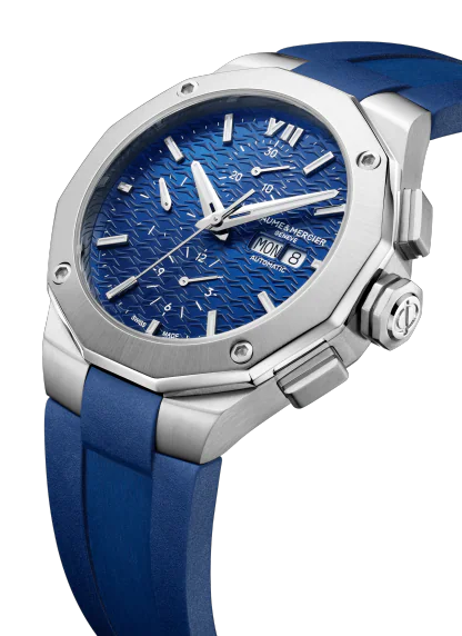 Baume et Mercier Blue Rubber Riviera 10623 Automatic 43mm Mens Watch M0A10623