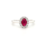 9ct White Gold Ruby and Diamond Cluster Ring