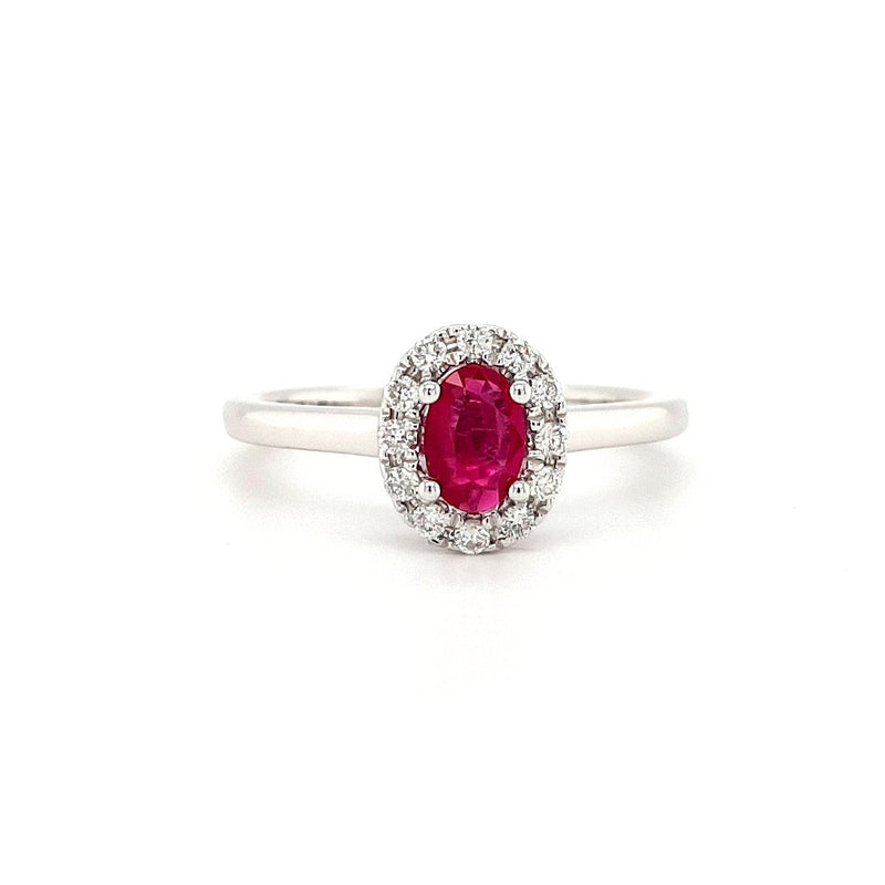 9ct White Gold Ruby and Diamond Cluster Ring