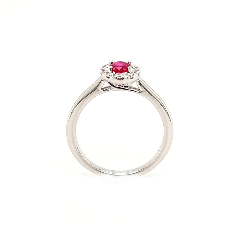 9ct White Gold Ruby and Diamond Cluster Ring