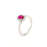 9ct White Gold Ruby and Diamond Cluster Ring