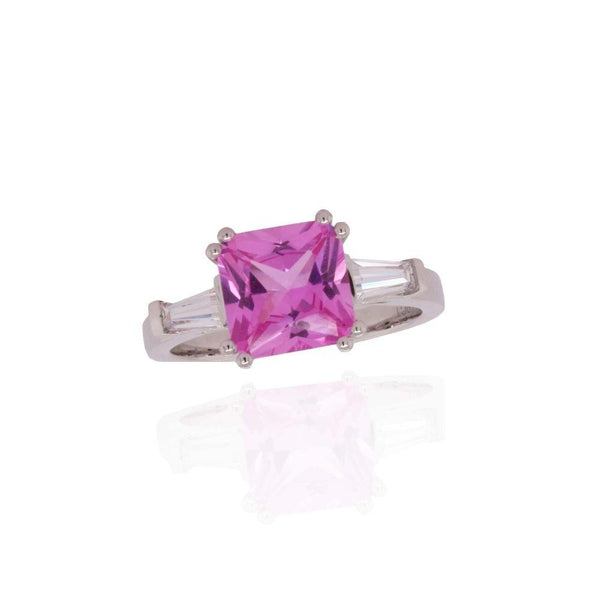 9ct White Gold Pink Asscher Cut Cubic Zirconia Ring