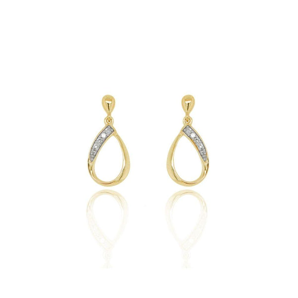 9ct Gold Diamond Tear Drop Earrings