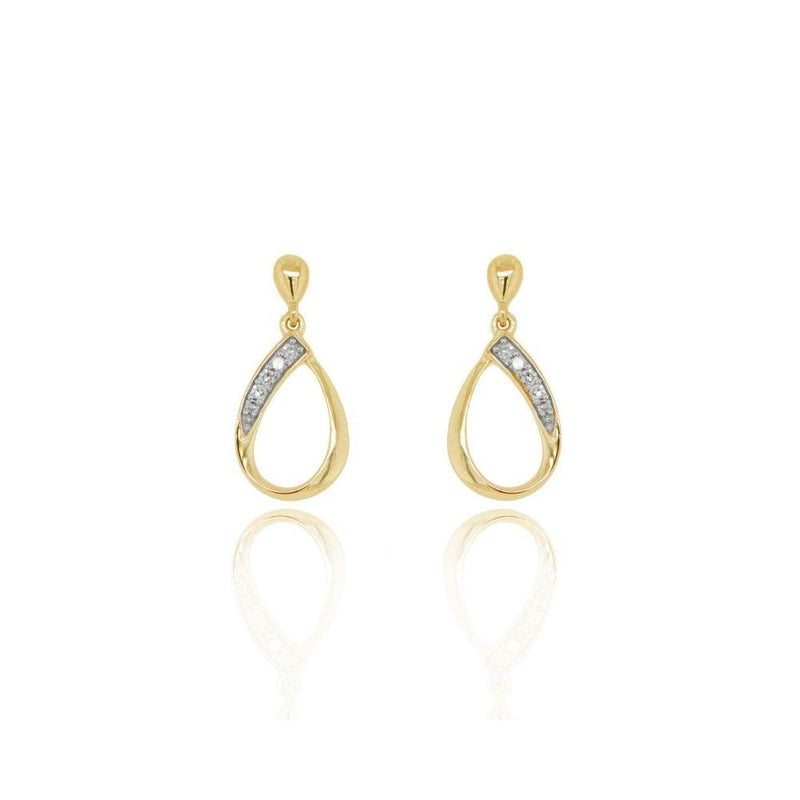 9ct Gold Diamond Tear Drop Earrings