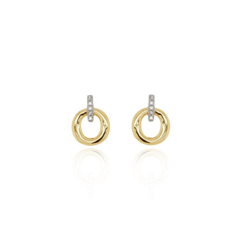 9ct Gold Diamond Circle Stud Earrings