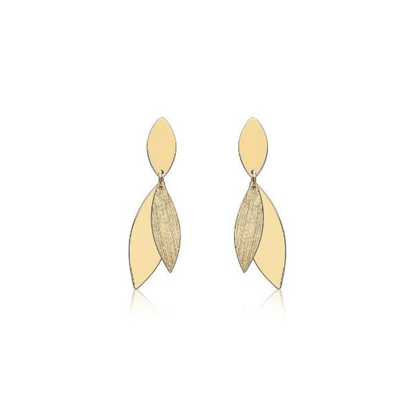 9ct Gold Leaf Drop Earrings