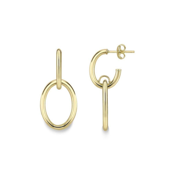 9ct Gold Interlocking Oval Drop Earrings