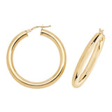 9ct Gold 4mm Thickness Hinged Hoop Earrings