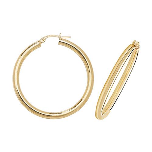 9ct Gold 30mm Hoop Earrings