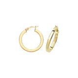 9ct Gold 20mm Squared Tube Hoop Earrings