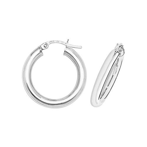 9ct White Gold 15mm Hinged Hoop Earrings