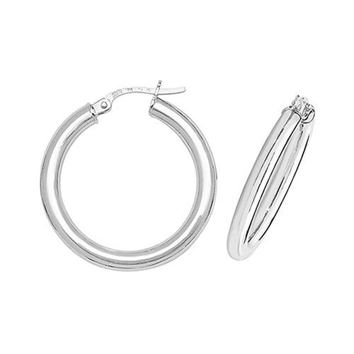 9ct White Gold 20mm Hinged Hoop Earrings