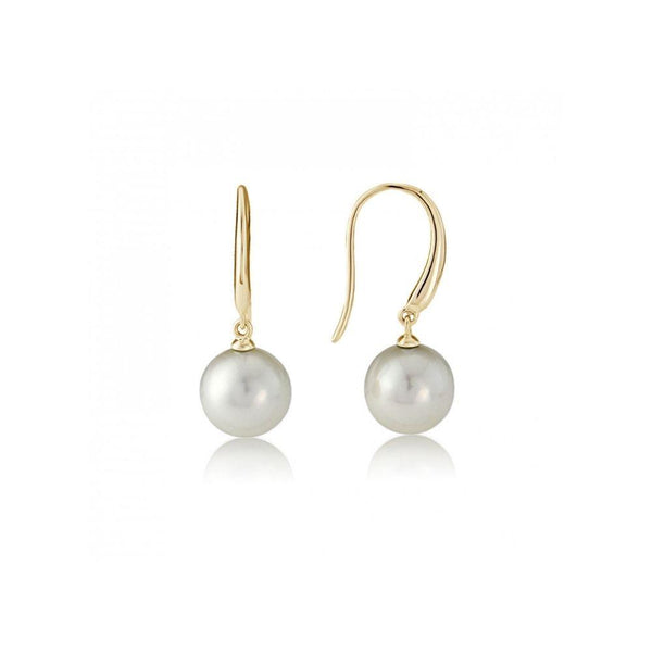 9ct Gold Pearl Hook Drop Earrings