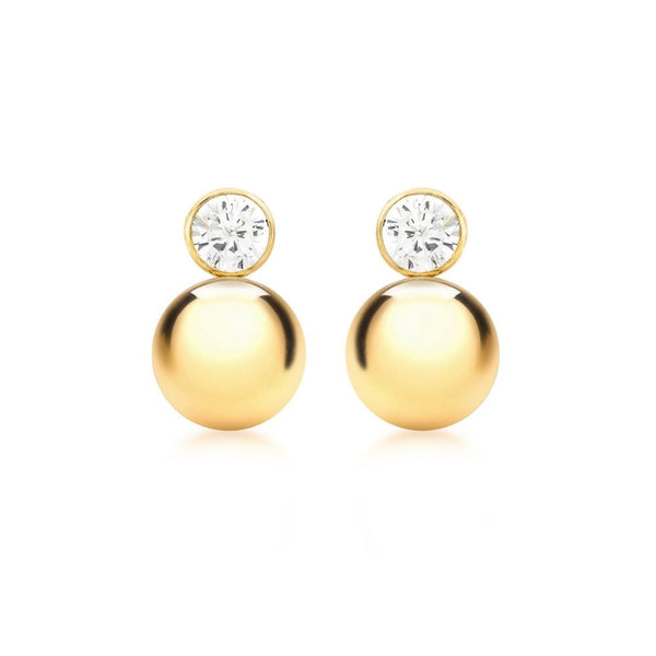 9ct Gold CZ Sphere Earrings
