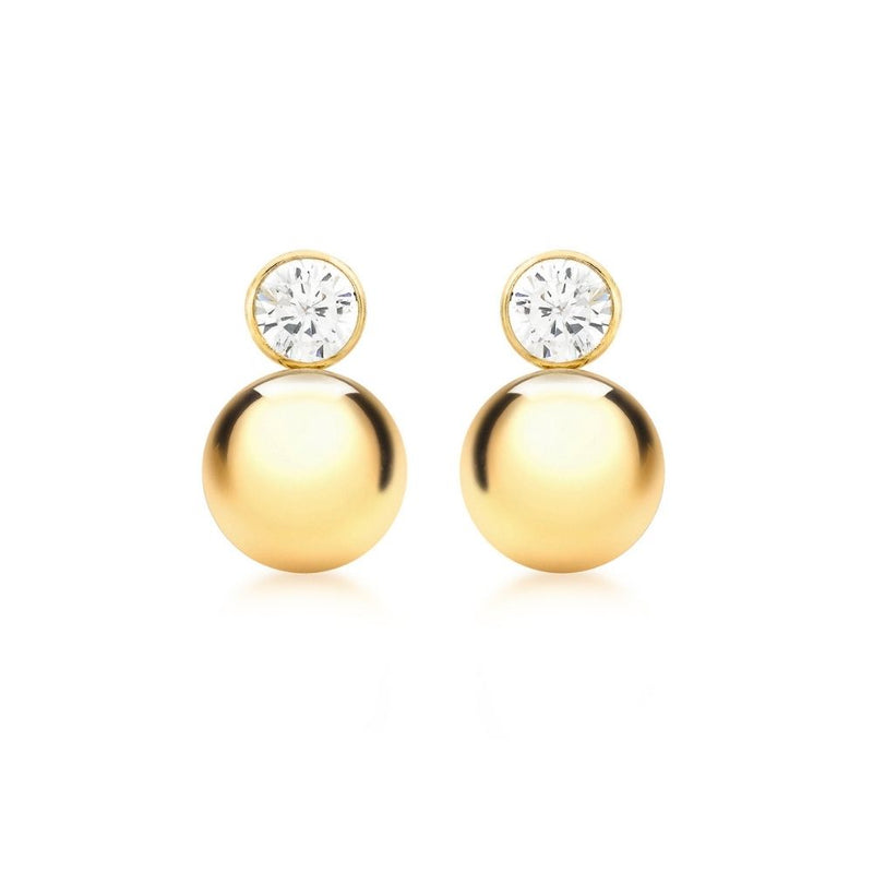 9ct Gold CZ Sphere Earrings