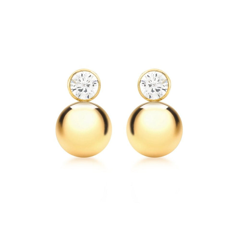 9ct Gold CZ Sphere Earrings