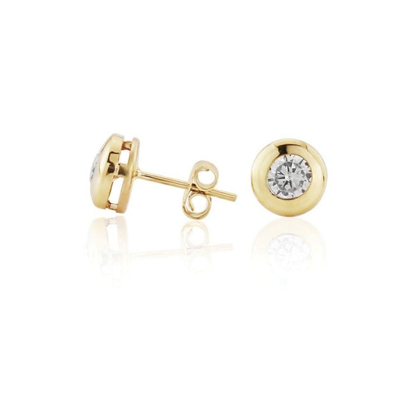 9ct Gold CZ Round Stud Earrings