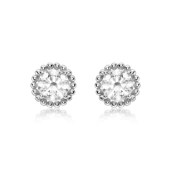 9ct Gold Mini Round Cubic Zirconia Halo Earrings