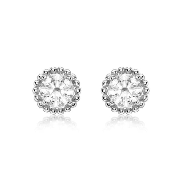 9ct Gold Mini Round Cubic Zirconia Halo Earrings