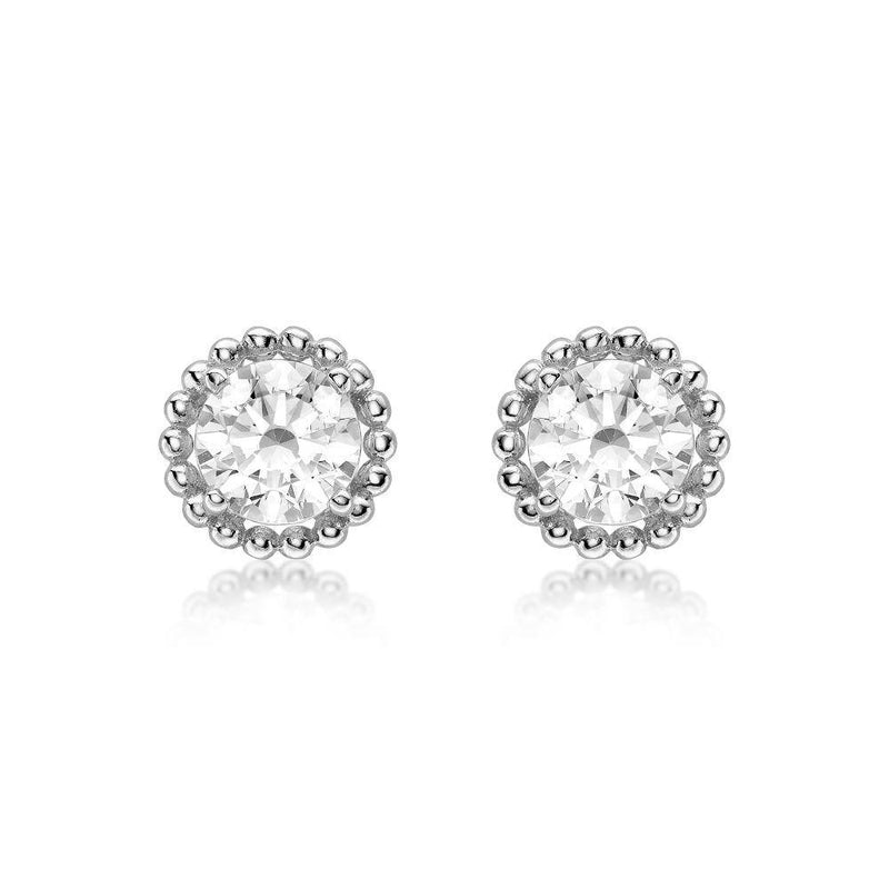 9ct Gold Mini Round Cubic Zirconia Halo Earrings