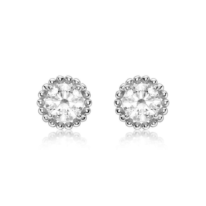 9ct Gold Mini Round Cubic Zirconia Halo Earrings