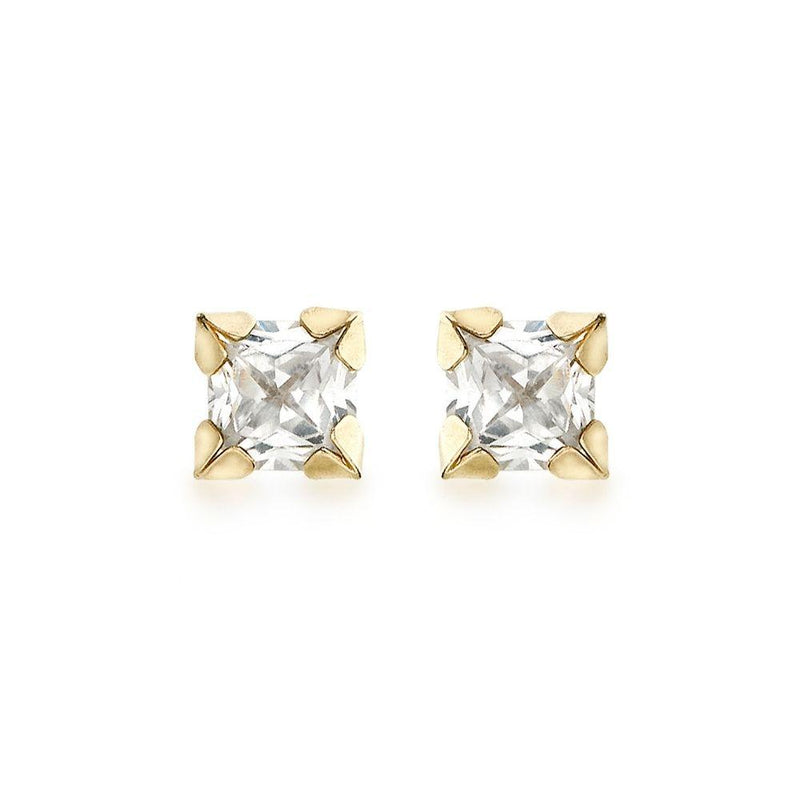 9ct Gold 4mm Square CZ Stud Earrings