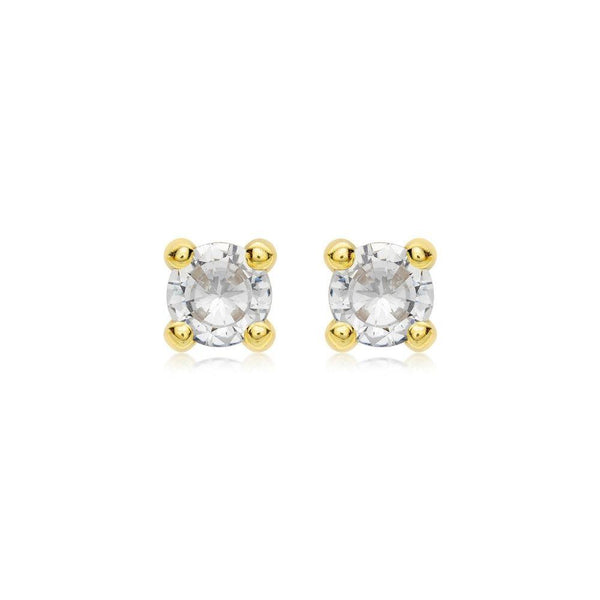 9ct Gold 5mm Round CZ Stud Earrings