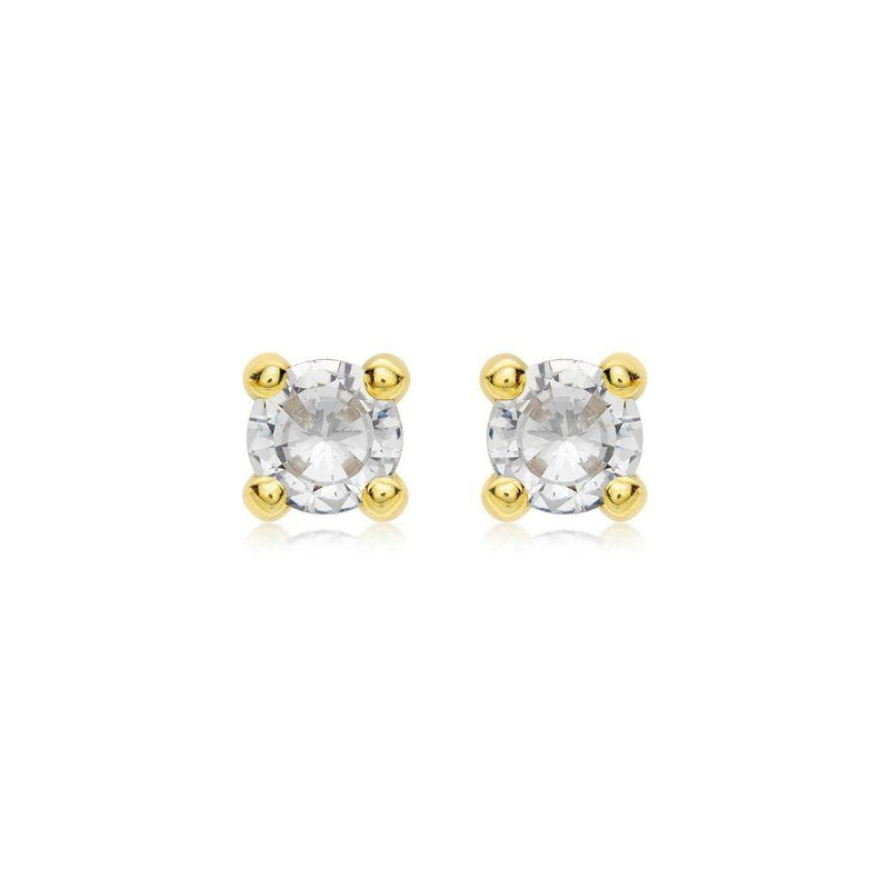 9ct Gold 5mm Round CZ Stud Earrings