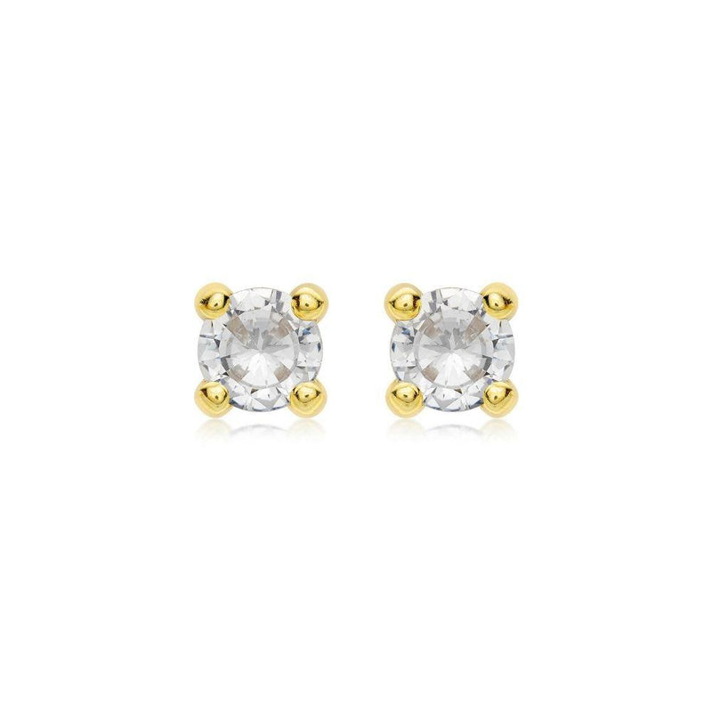 9ct Gold 5mm Round CZ Stud Earrings