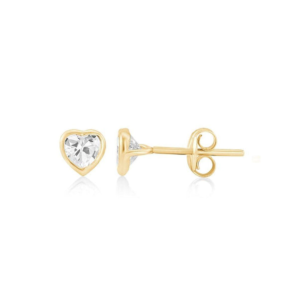 9ct Gold Small CZ Heart Stud Earring