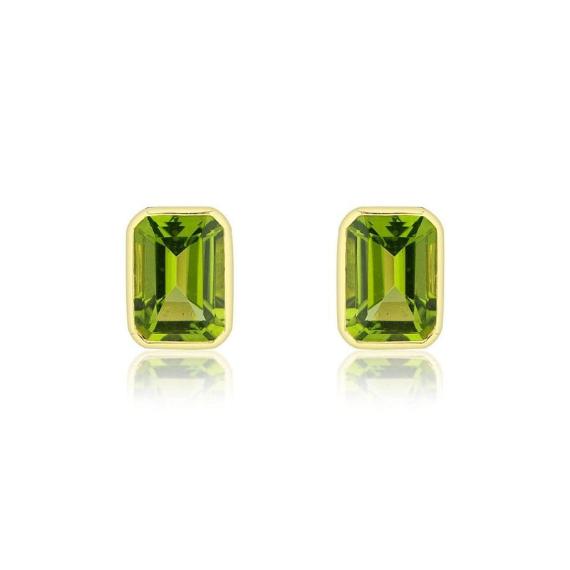 Infinity Peridot 9ct Yellow Gold Stud Earrings | Jian London