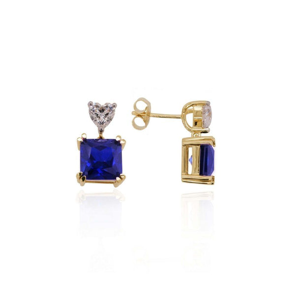 9ct Gold Lab Created Sapphire Drop Earrings