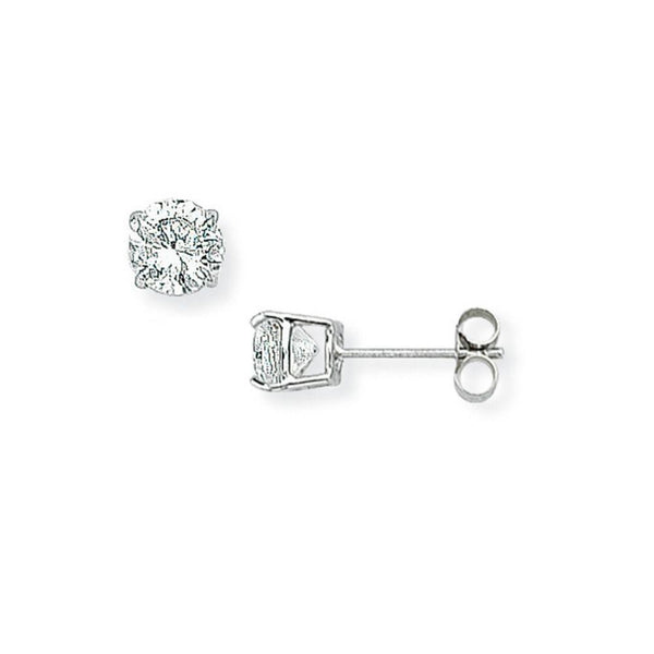 9ct White Gold Claw Set 5mm CZ Stud Earrings