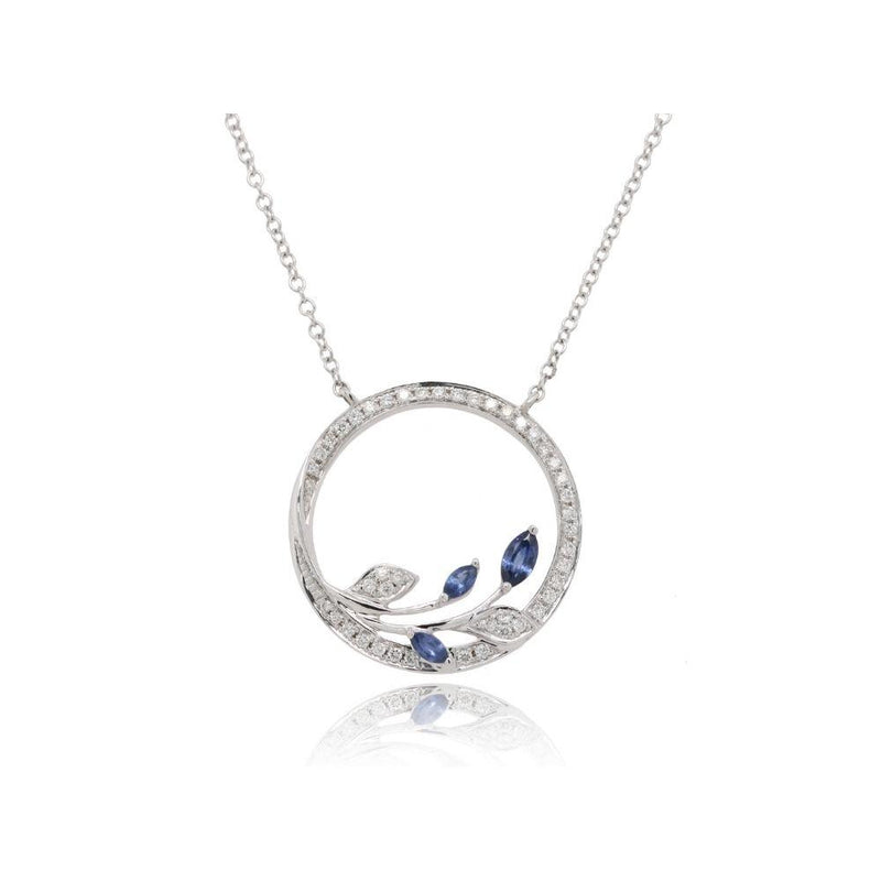 9ct Gold Diamond and Sapphire Circle Necklace