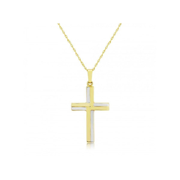 9ct Two-Tone Cross Necklace