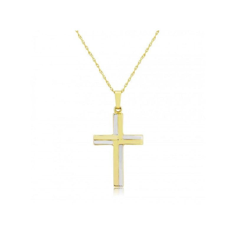 Gold Plated Double Layer Two-Tone Cross Pendant | Glitters