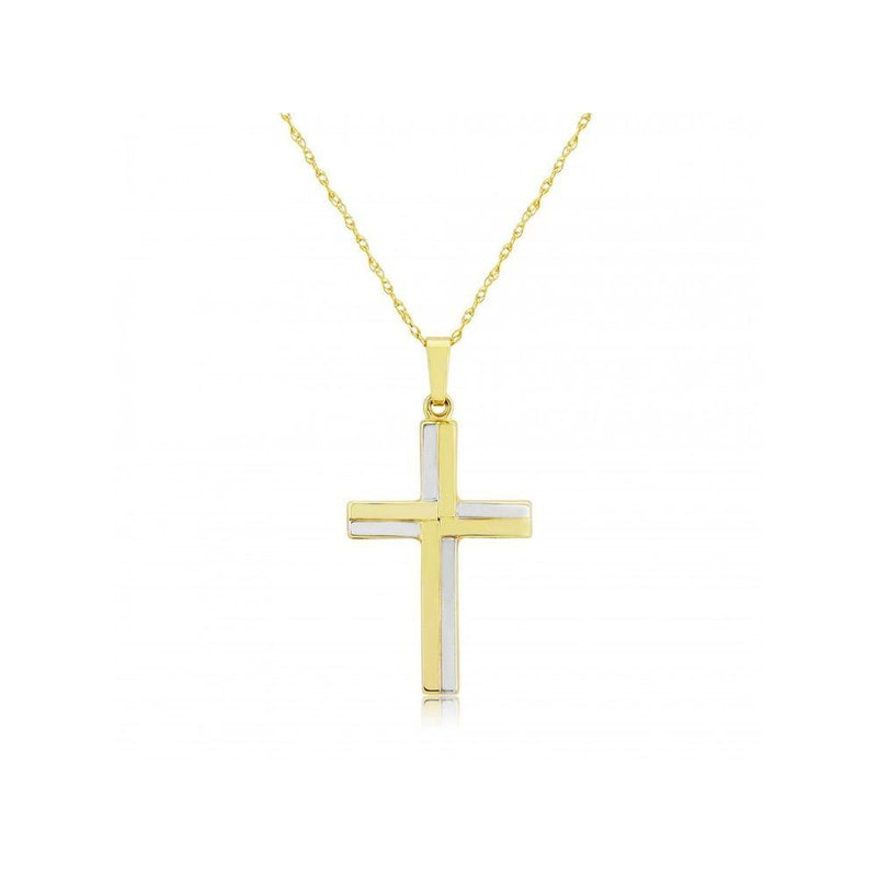 9ct Two-Tone Cross Necklace