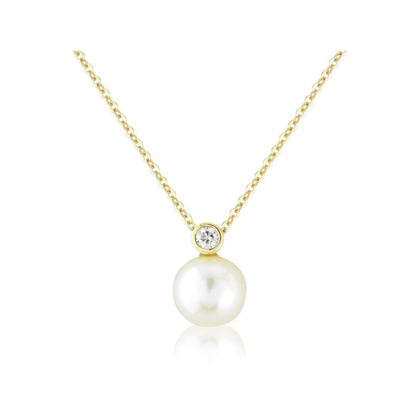 9ct Gold Diamond and Cultured Pearl Necklace