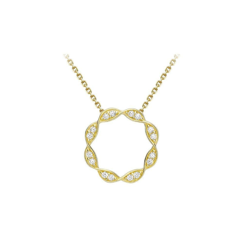 9ct Gold CZ Twist Circle Necklace