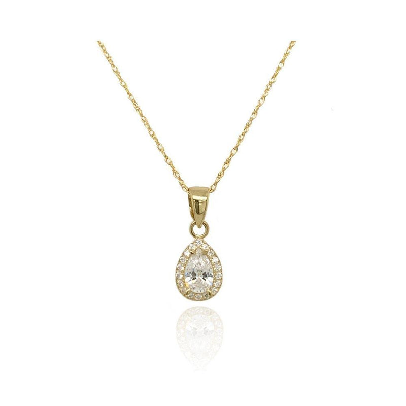 9ct Gold Pear Cluster CZ Necklace
